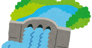 ダムの放水のイラスト